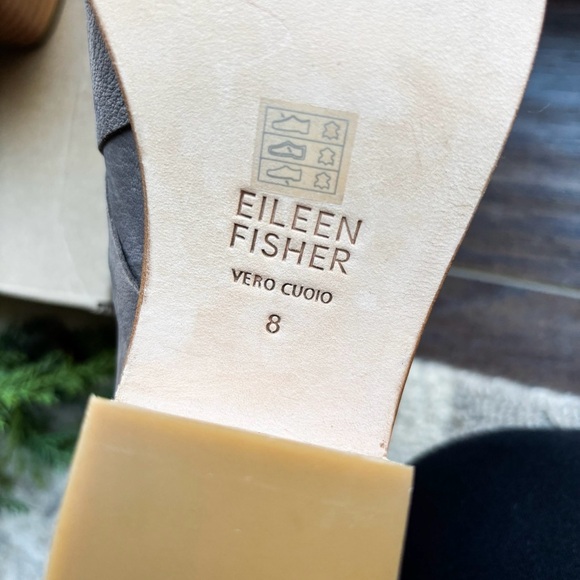Eileen Fisher Gray Leather Ankle Booties - Picture 2 of 8